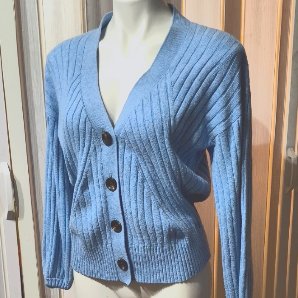 Cabi Blue Button-Up Women's Cardigan